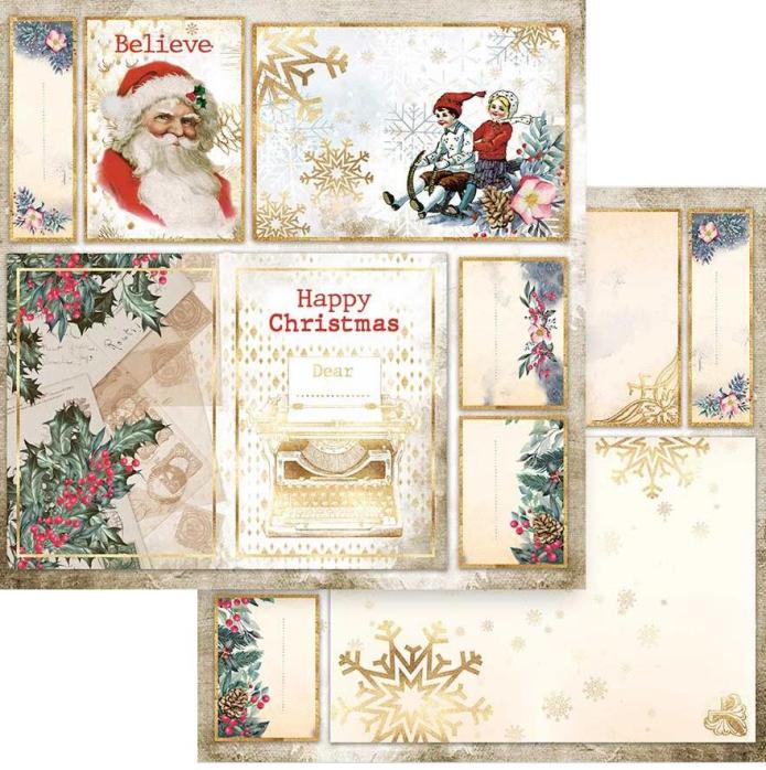 Stamperia Double-Sided Paper - Romantic Christmas  CARDS SANTA CLAUS SBB829