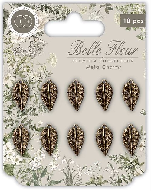 Craft Consortium Belle Fleur Charms - Vintage Metal Leaf