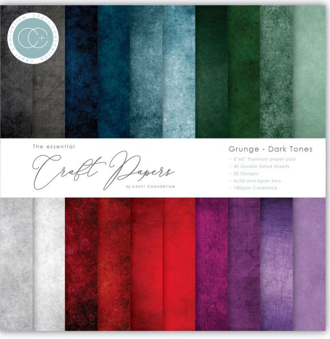 Craft Consortium Essential Craft Papers -  Grunge Dark Tones (6x6)