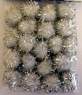 12mm White/Silver Tinsel Pom Poms - 20