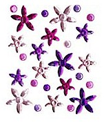 Acrylic Stick-On Rhinestones - Pinks/Purple Flowers