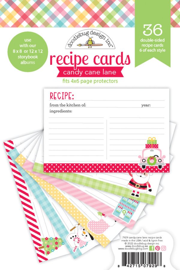 Doodlebug Design Candy Cane Lane Recipe Cards (7929)