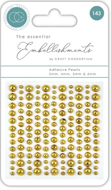 Craft Consortium The Essential Embellishments - Adhesive Pearls - Gold