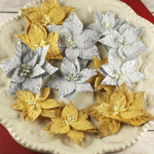 Prima Holiday Flowers With Glitter METALLIC