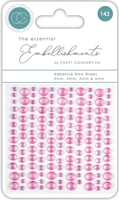 Craft Consortium The Essential Embellishments - Adhesive Dew Drops - Pink