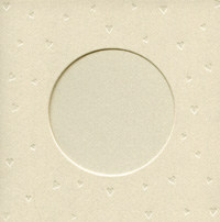 Square Embossed Cards/Envelopes -  Allover Hearts Gold White (Ivory)