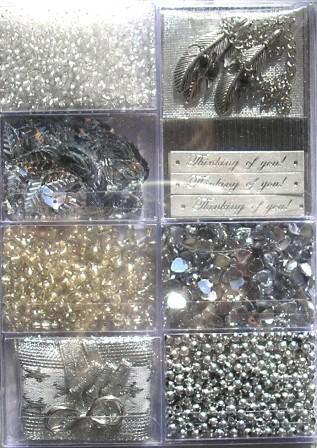Craft Accessory Box - Silver Feathers