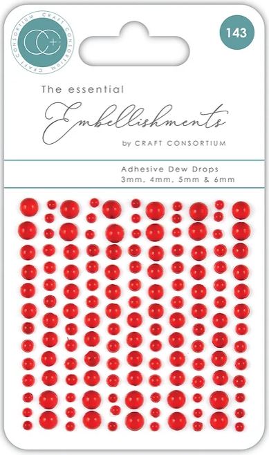 Craft Consortium The Essential Embellishments - Adhesive Dew Drops - Red