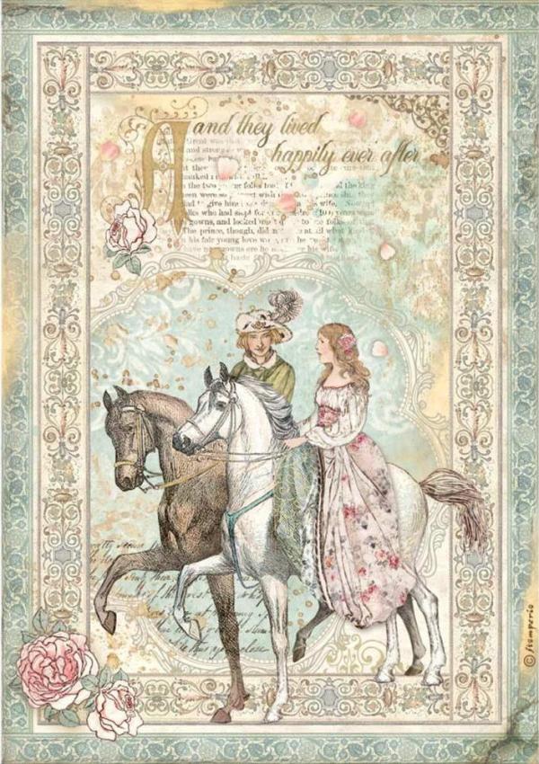 Stamperia Rice Paper A4 - Sleeping Beauty Prince on Horse (DFSA4575)