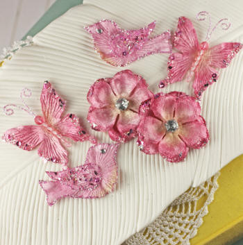 Prima Melody Velvet Flowers, Butterflies, Birds - Rose
