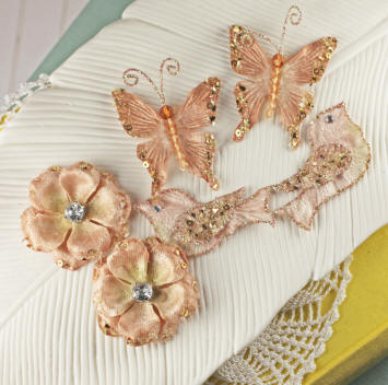 Prima Melody Velvet Flowers, Butterflies, Birds - Sepia