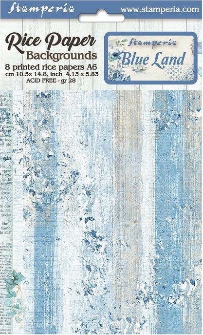Stamperia Blue Land A6 Rice Paper Backgrounds (8pcs) (DFSAK6007)