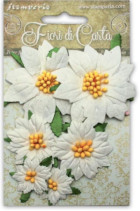 Stamperia Poinsettia Paper Flowers White (SF143)