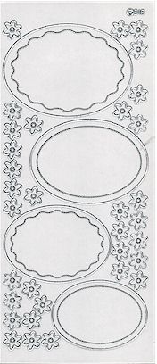 Transparent Peel-Off Stickers - Ovals/Flowers (Silver)