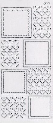 Transparent Peel-Off Stickers - Squares/Hearts (Gold)