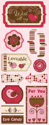 Bo Bunny Crazy Love - Lovable Stickers