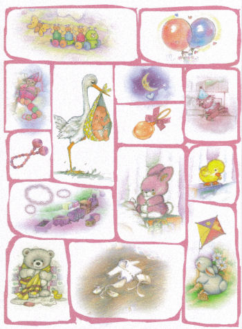 Patterned Glitter Card  - Baby Girl (Single Sheet)