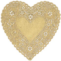 Paper Doilies - Heart Gold Foil 6