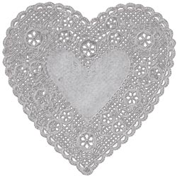 Paper Doilies - Heart Silver Foil 6