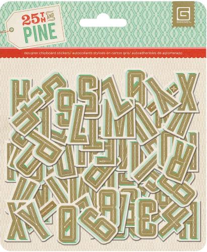 Basic Grey 25th & Pine Printed Chipboard Alphabet