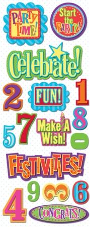 Happy Birthday 2 U! Words & Numbers Adhesive Chipboard