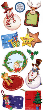 K&Co Die-Cut Stickers - Christmas Icons Glitter Gift Tags