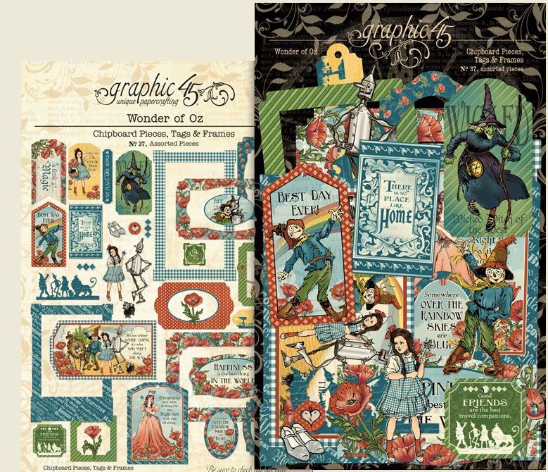 PRE-ORDER: Graphic 45 The Wonder of Oz Chipboard Pieces, Tags & Frames