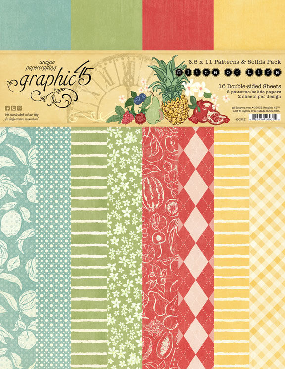 Graphic 45 Slice of Life 8,5x11 Inch Patterns & Solids Pack