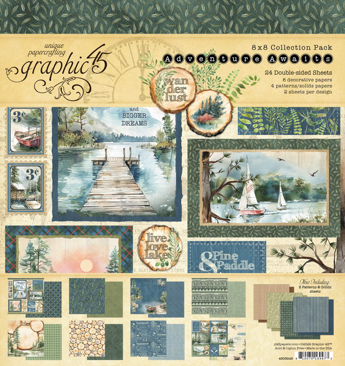 Graphic 45 Adventure Awaits 8x8 Inch Collection Pack