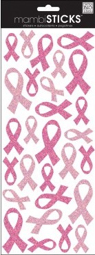 MAMBI Specialty Stickers - Pink Glitter Ribbons (BCA) 
