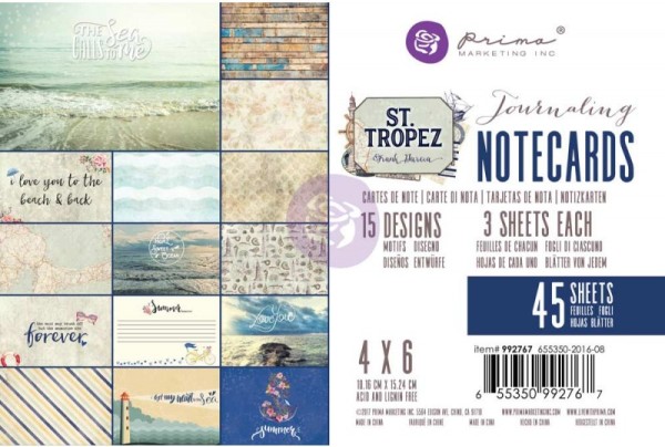 Prima St Tropez 4x6 Journalling Cards