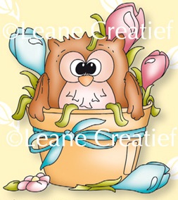 LeCreatief Clear Stamps - Owl Tweetke in flower pot