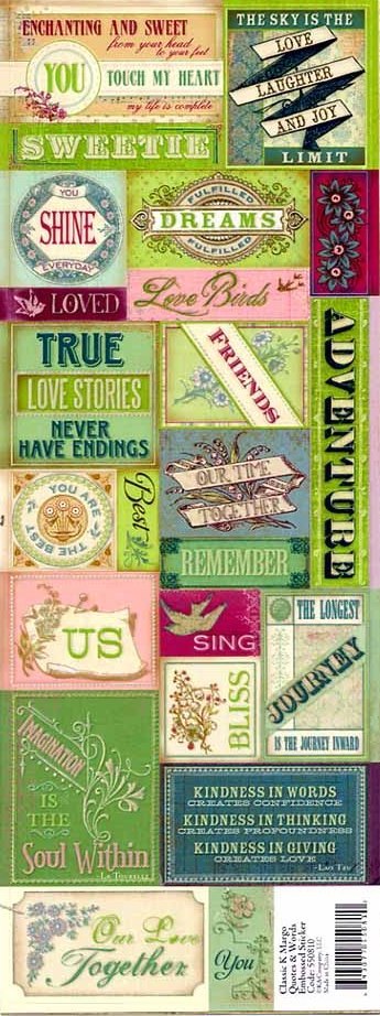 K&Co Margo Quotes & Words Embossed Stickers