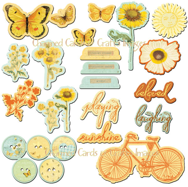 Prima Sun Kiss Chipboard Pieces