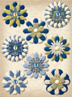 K&Co Blue Awning - Paper Flower Brads