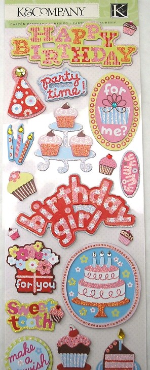 K&Co Adhesive Chipboard - Sweetie Birthday