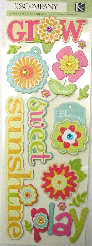 K&Co Adhesive Chipboard - Bright Flowers