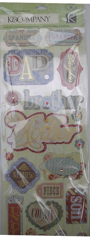 K&Co Adhesive Chipboard - Family Words (566712)