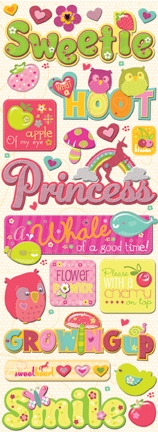 K&Co Berry Sweet - Words & Icons Adhesive Chipboard (574021)