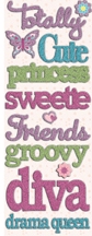 K&Co Sparkly Sweet Sweetie Glitter Adhesive Chipboard Words