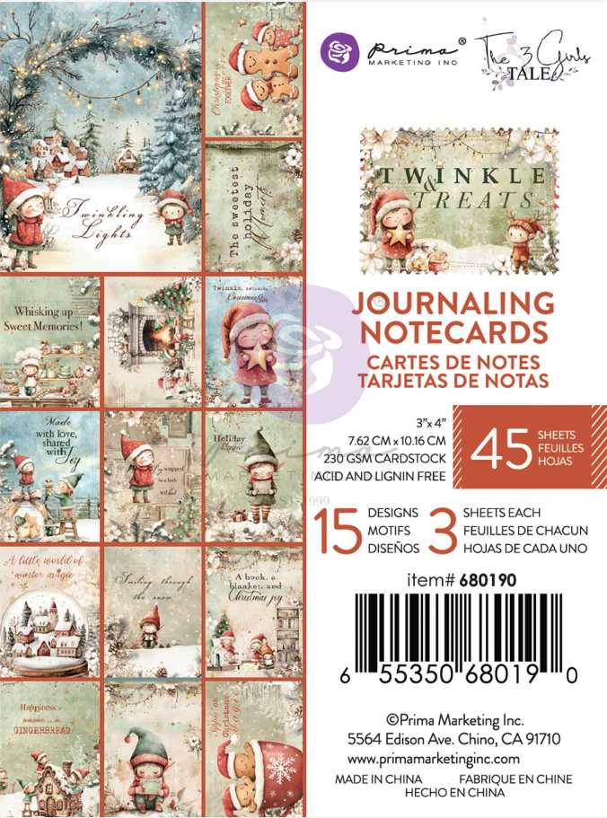 Prima Marketing Twinkle & Treats 3x4 Inch Journalling Cards