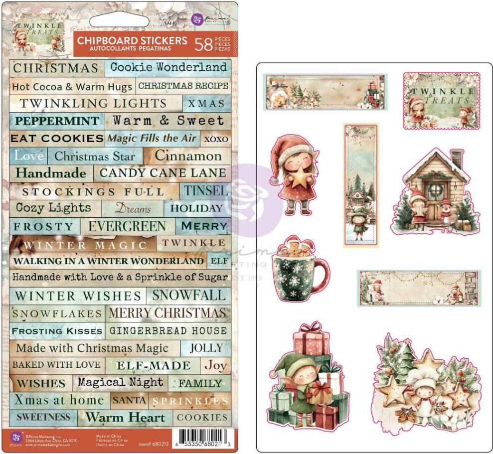 Prima Marketing Twinkle & Treats Chipboard Stickers (58pcs)
