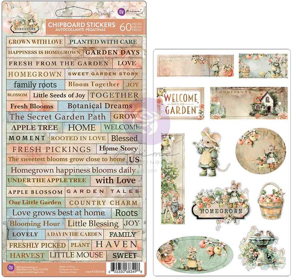 Prima Marketing Homegrown Chipboard stickers (60pcs)