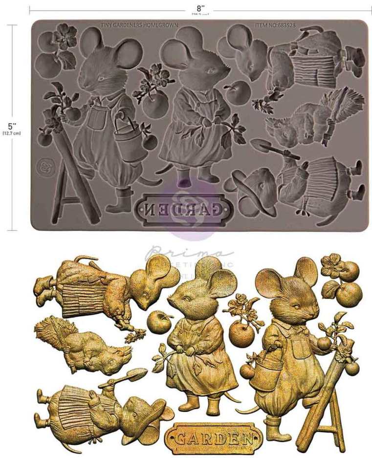 Prima Marketing Homegrown 5x8 Inch Decor Moulds - Tiny Gardeners (683528) 