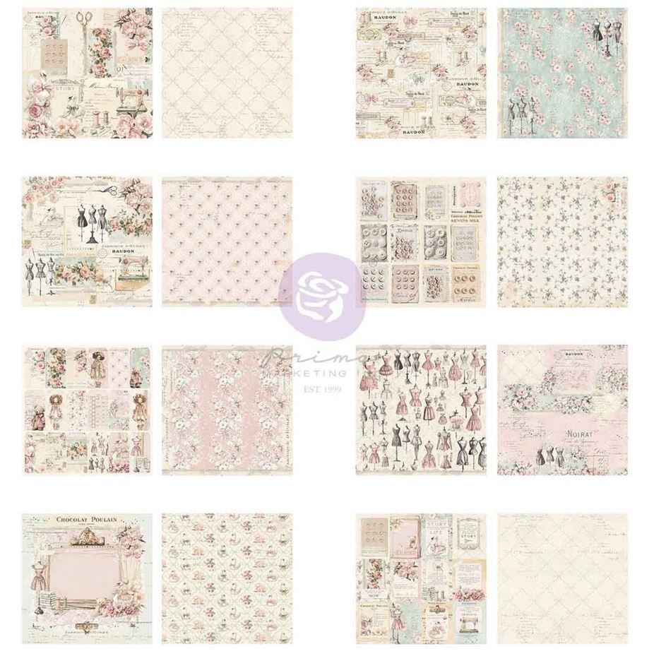 Prima Marketing Buttons & Keepsakes 12x12 Inch Paper Pad