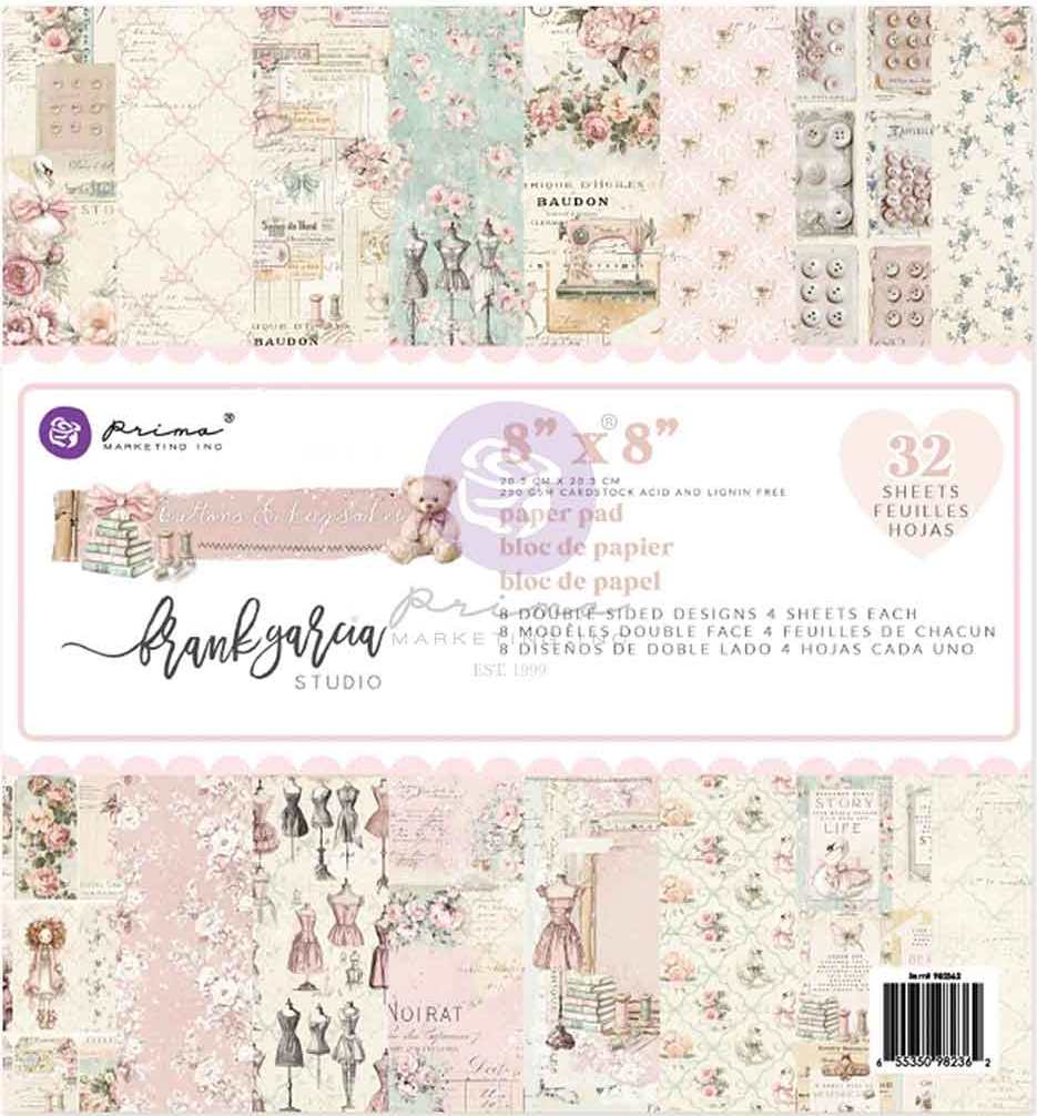 Prima Marketing Buttons & Keepsakes 8x8 Inch Paper Pad