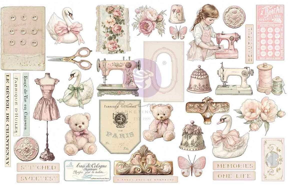 Prima Marketing Buttons & Keepsakes Ephemera Stitched Clippings (76pcs) (982393)