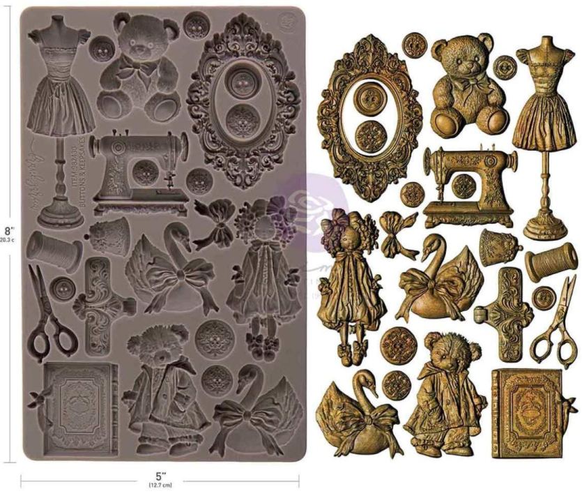Prima Marketing Buttons & Keepsakes 5x8 Inch Decor Moulds by Frank Garcia (982430)