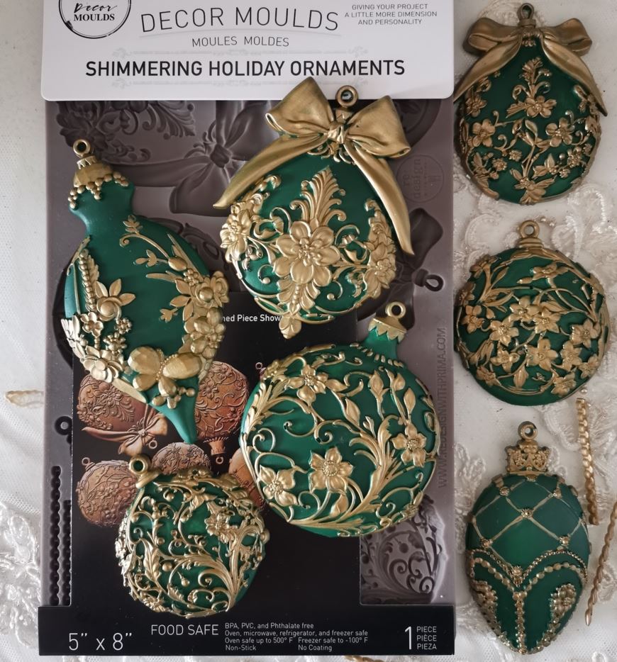 Prima Marketing Shimmering Holiday Ornaments 5x8 Inch Decor Moulds (677664)