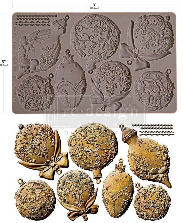 Prima Marketing Shimmering Holiday Ornaments 5x8 Inch Decor Moulds (677664)